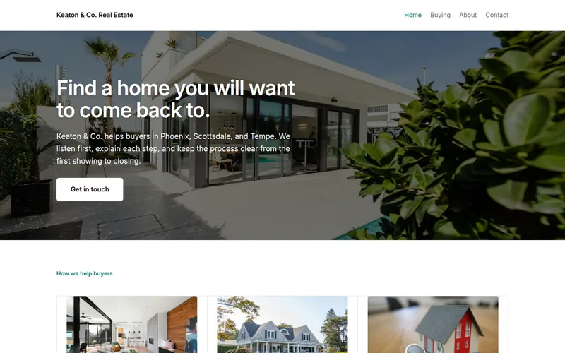 Preview of the Real estate agent — four pages example site